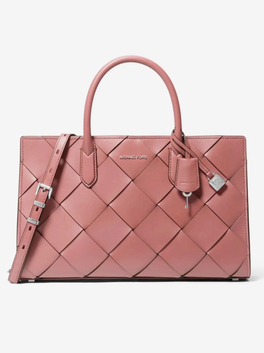 MICHAEL Michael Kors Scarlett Medium Woven Leather East West Satchel EUC